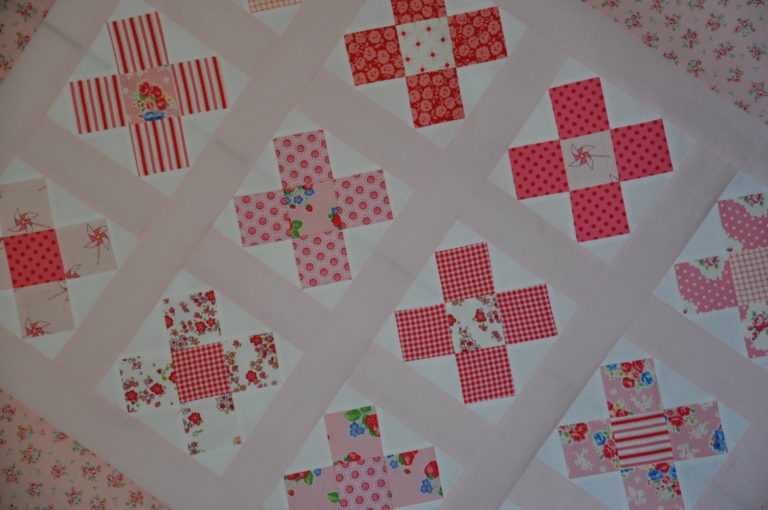Pink Granny Square Quilt Top