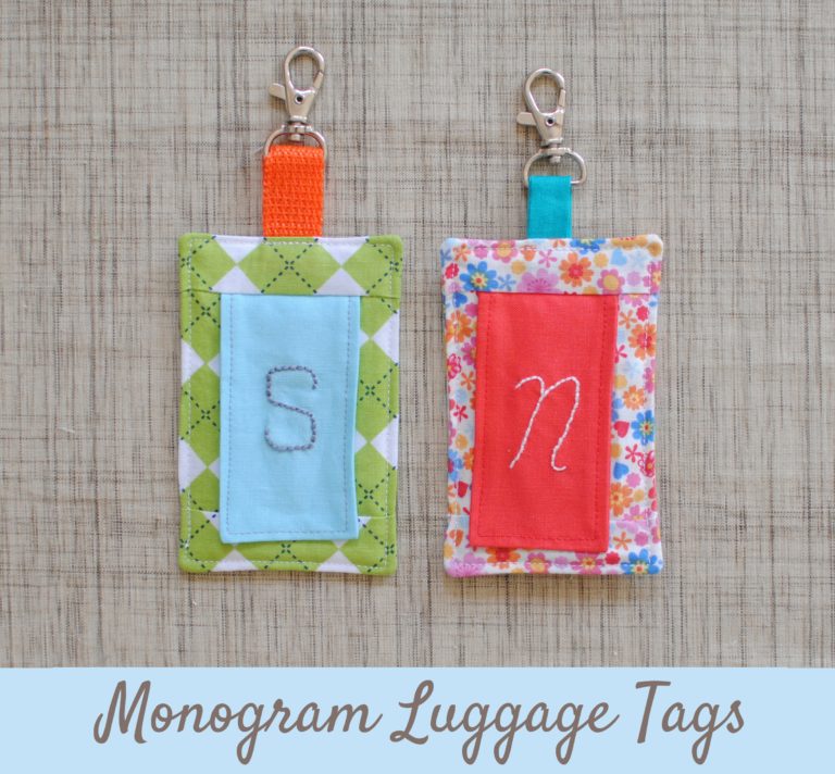 Embroidered Monogram Luggage Tags {Tutorial}