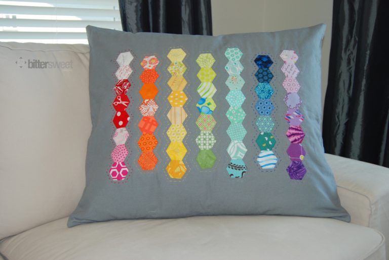 Sew BitterSweet Designs – Hexie Rainbow Pillow