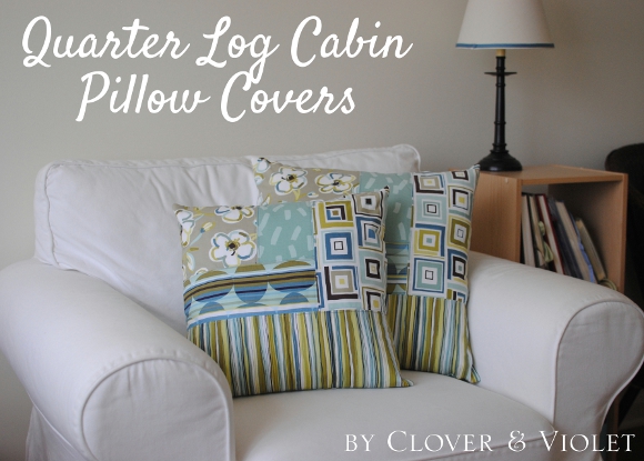 Quarter Log Cabin Pillows in Dwellings by Benartex {tutorial}
