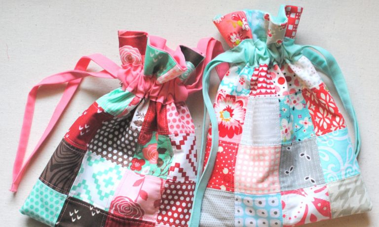 Last-Minute Gift Tutorial: Patchwork French Seam Drawstring Bag