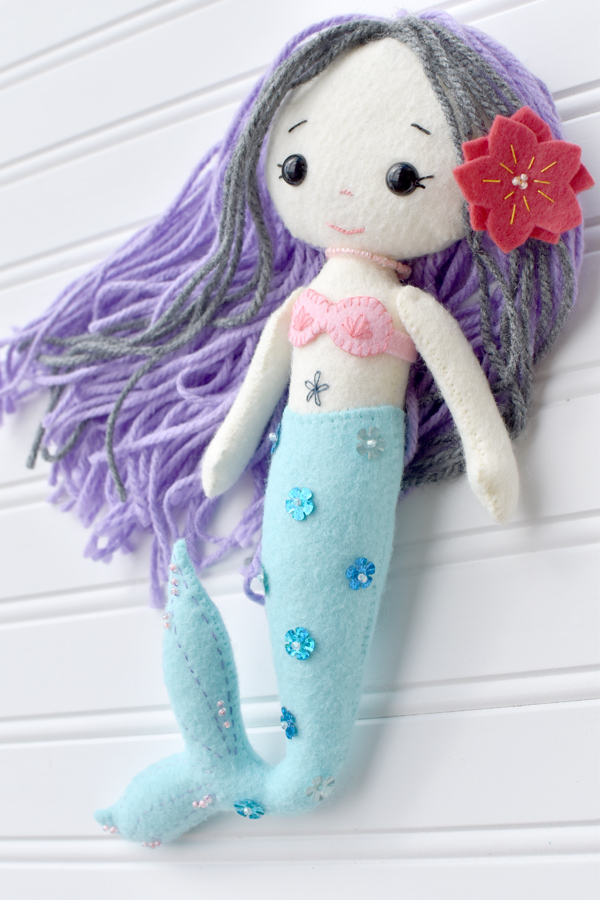 Handmade Wool Doll name 'Randie' Art Doll Needle Felted Merman Mermaid Figurine