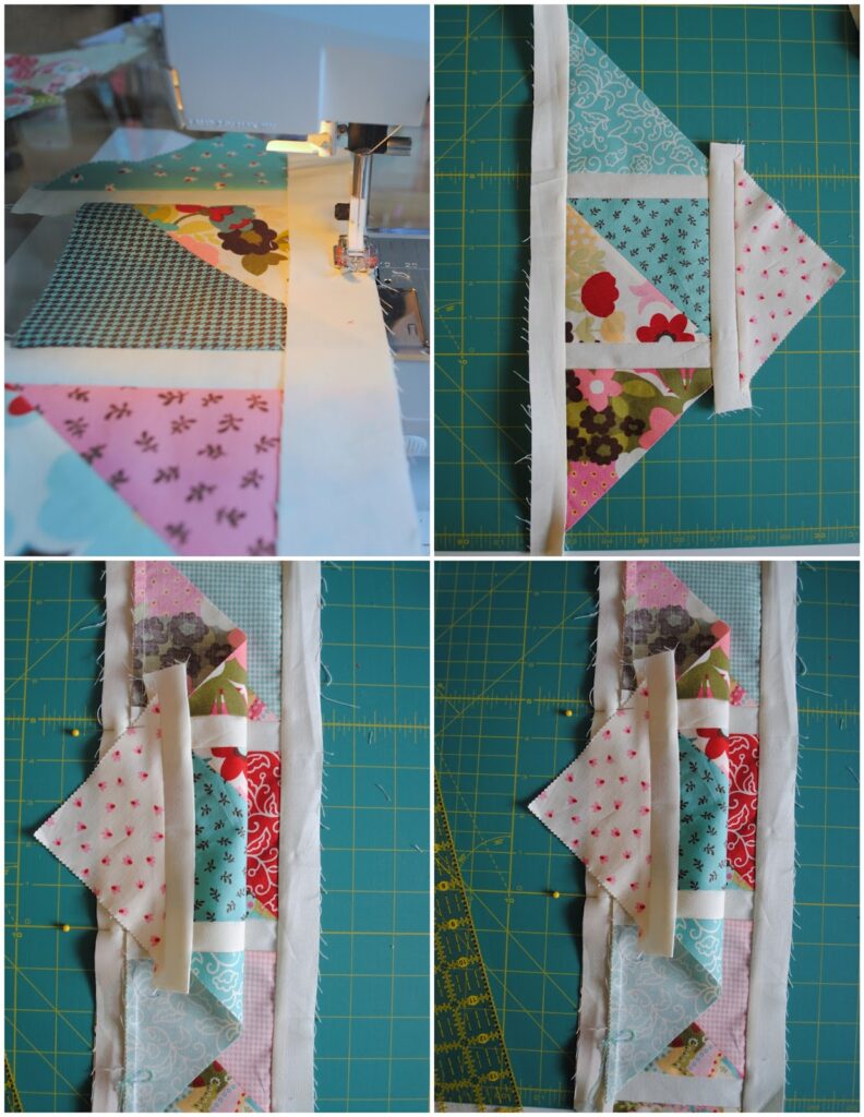 Sew the car seat quilt blocks together