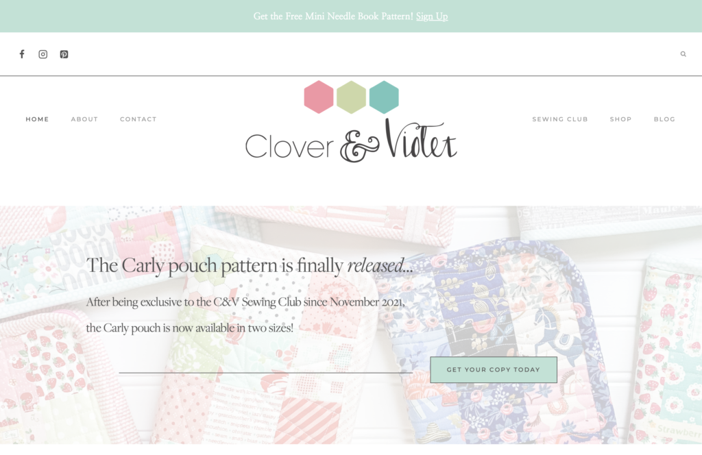 Clover & Violet Website Homepage