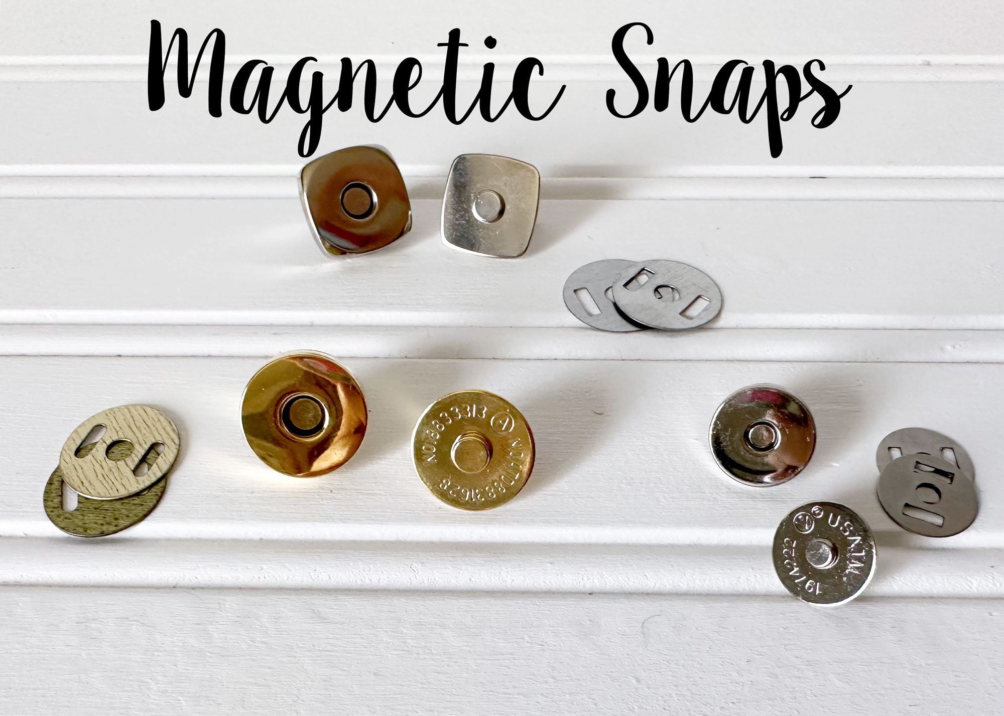 Magnetic Buttons for Making Wallets and Backpacks. Stock Photo