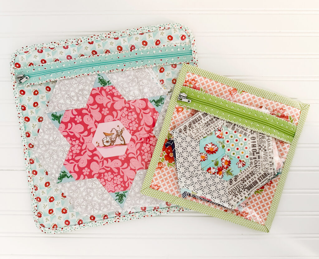 Project pouches with lace zippers